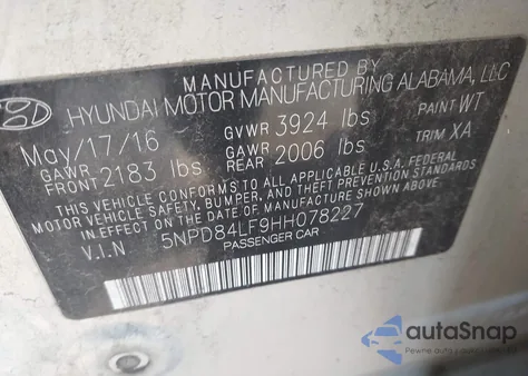 2017 Hyundai Elantra Se из США, поврежденный, VIN 5NPD84LF9HH078227